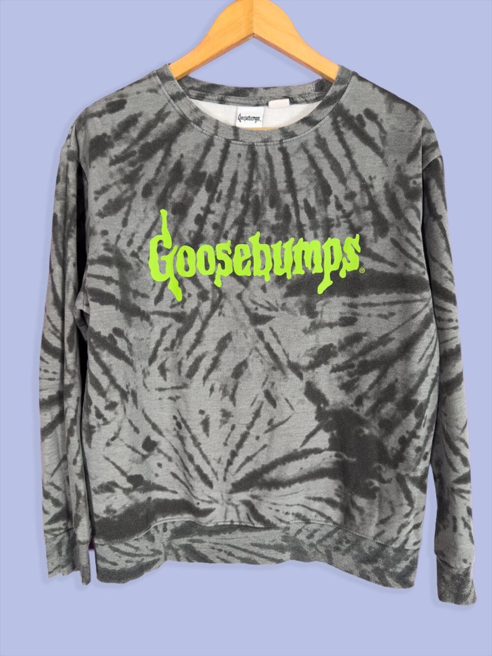 Goosebumps Tie Dye Sweatshirt Men’s Large Gray Graphic Horror Crewneck